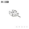IMPLANT GRADE TITANIUM THREADLESS PUSH IN CZ HEART MARQUISE TOP PART